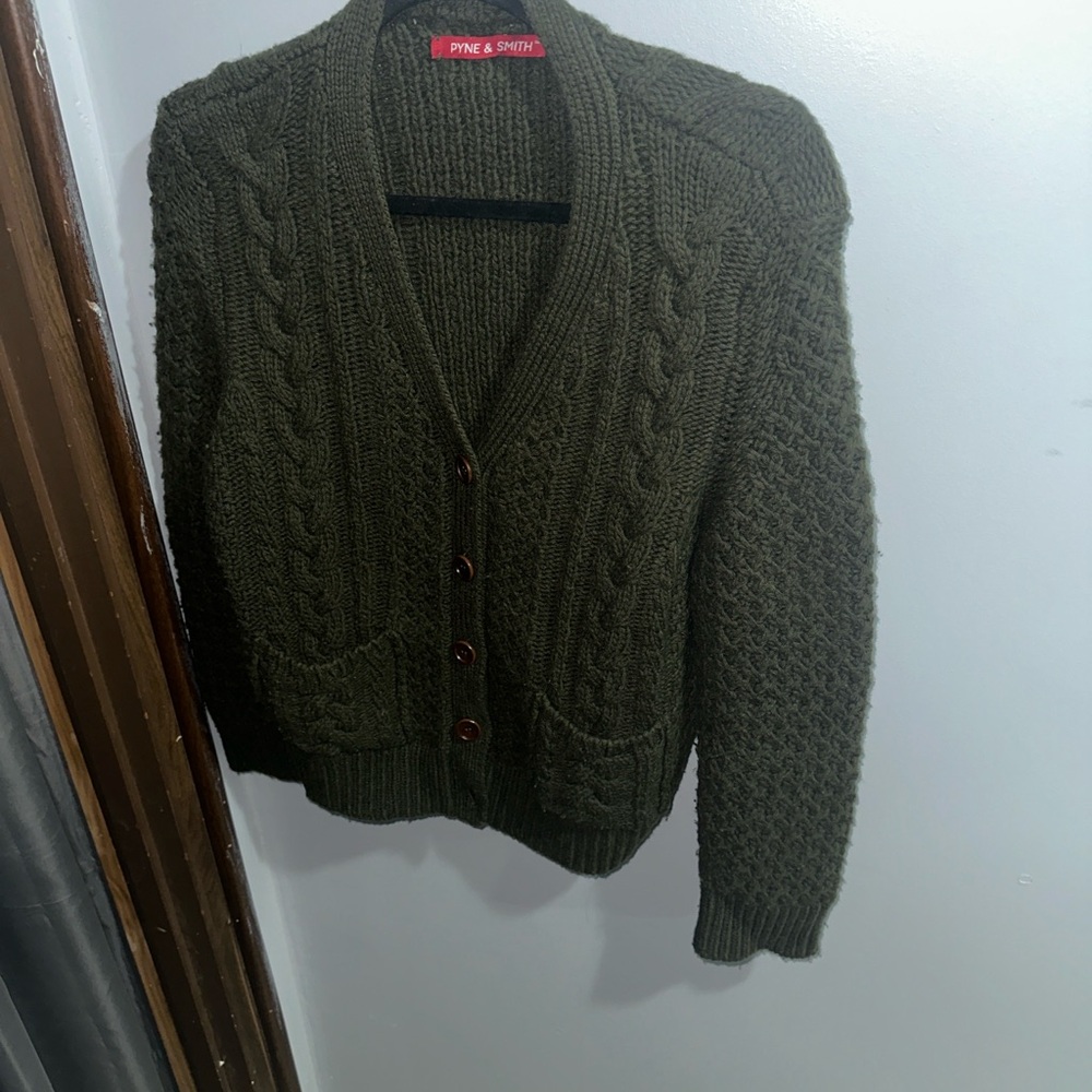 Pyne & Smith Women's Olive Cable Knit Cardigan